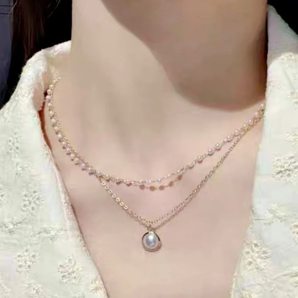 ❣️$25/3❣️ Faux Pearls Double Chain Pendant Necklace - Picture 1 of 9
